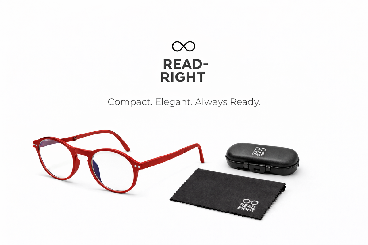 Foldable Reading Glasses for Women & Men – Compact Portable Readers with Case – Blue Light Blocking – Matte Red Eyeglasses