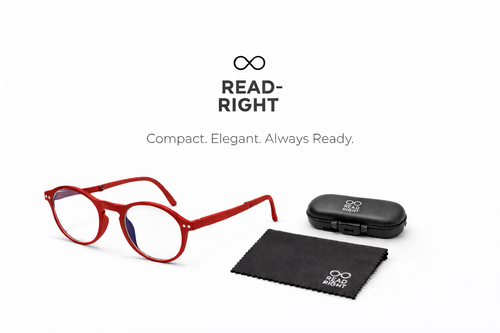 Foldable Reading Glasses for Women & Men – Compact Portable Readers with Case – Blue Light Blocking – Matte Red Eyeglasses