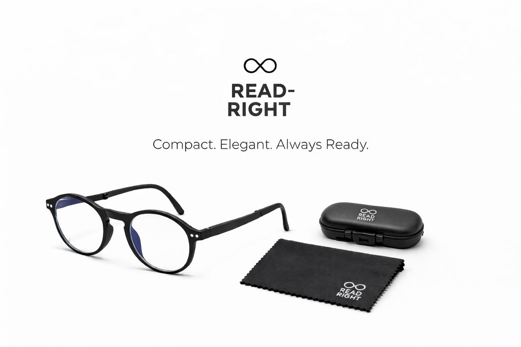 Foldable Reading Glasses for Women & Men – Compact Portable Readers with Case – Blue Light Blocking – Matte Black Eyeglasses.