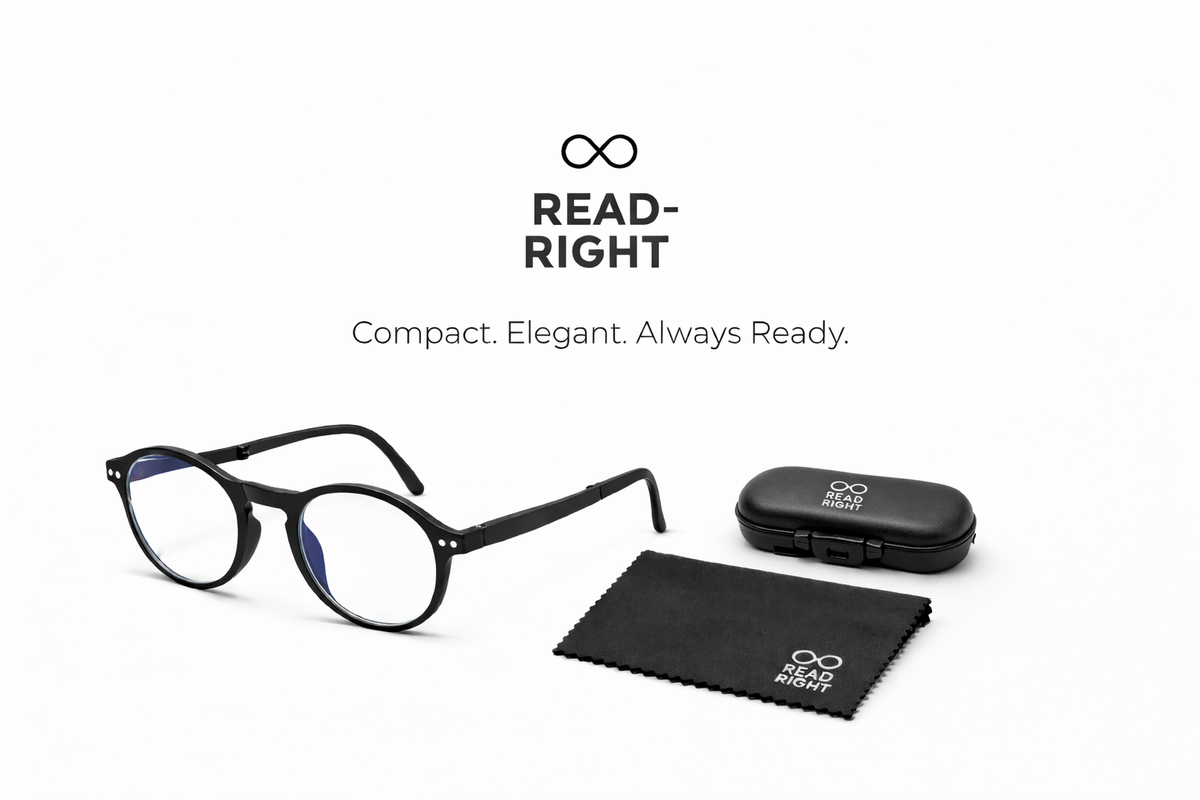 Foldable Reading Glasses for Women & Men – Compact Portable Readers with Case – Blue Light Blocking – Matte Black Eyeglasses.