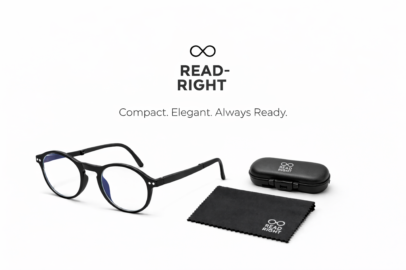 Foldable Reading Glasses for Women & Men – Compact Portable Readers with Case – Blue Light Blocking – Matte Black Eyeglasses.