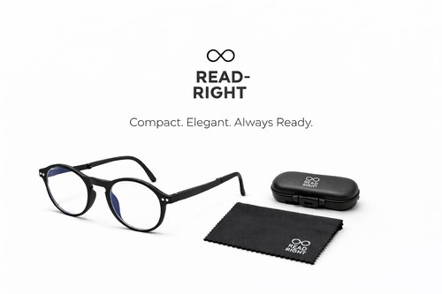 Foldable Reading Glasses for Women & Men – Compact Portable Readers with Case – Blue Light Blocking – Matte Black Eyeglasses.