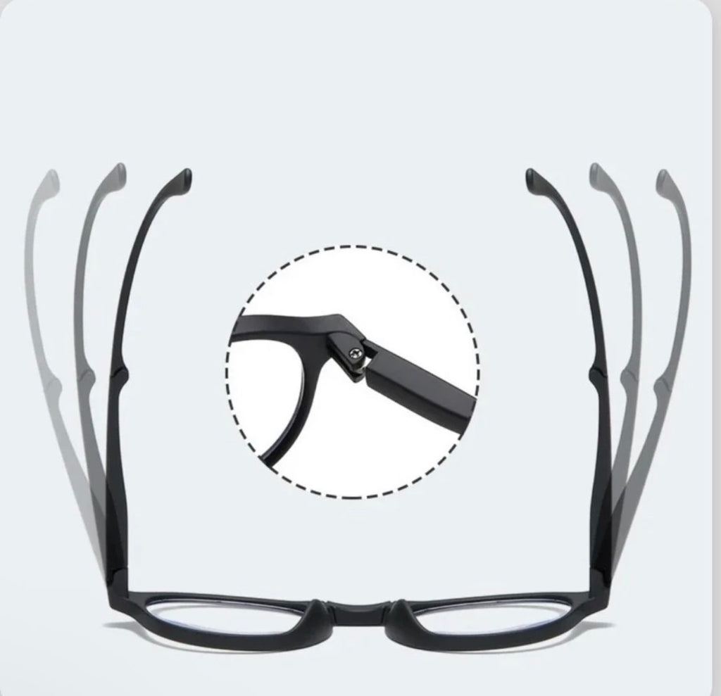 Foldable Reading Glasses for Women & Men – Compact Portable Readers with Case – Blue Light Blocking – Matte Black Eyeglasses.