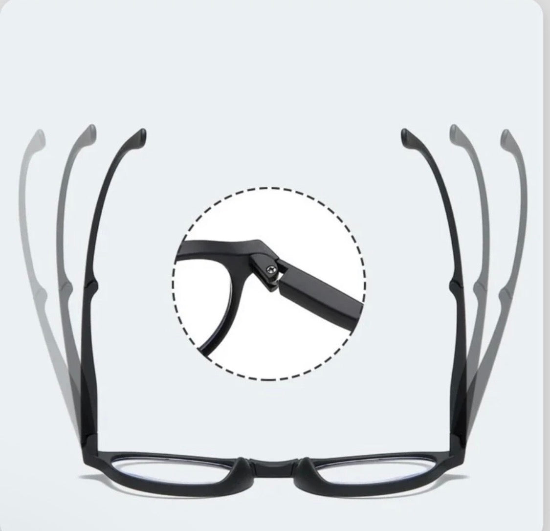 Foldable Reading Glasses for Women & Men – Compact Portable Readers with Case – Blue Light Blocking – Matte Black Eyeglasses.