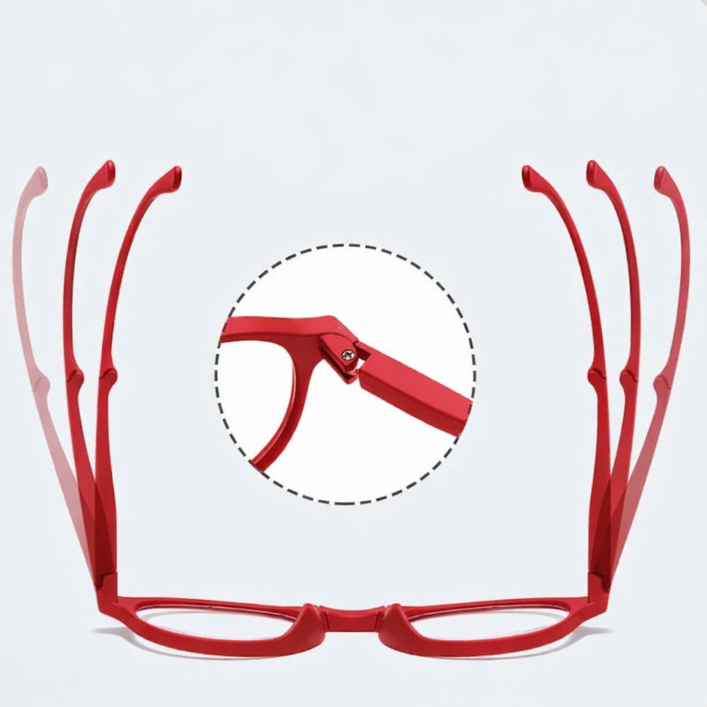 Foldable Reading Glasses for Women & Men – Compact Portable Readers with Case – Blue Light Blocking – Matte Red Eyeglasses