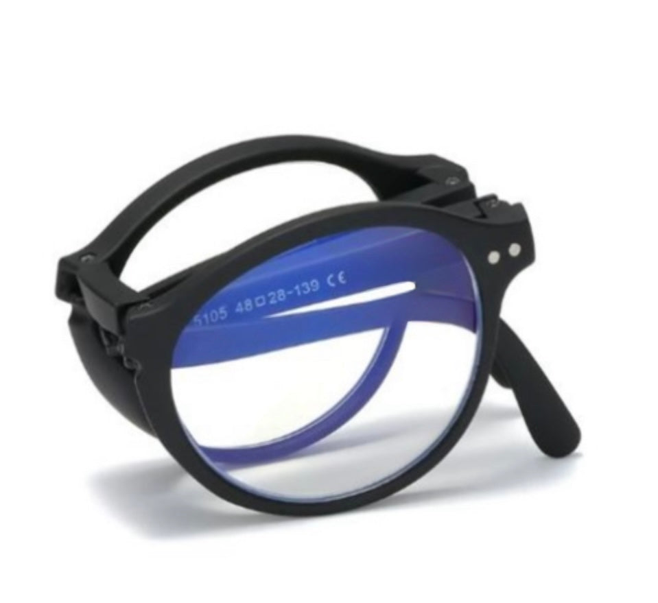 Foldable Reading Glasses for Women & Men – Compact Portable Readers with Case – Blue Light Blocking – Matte Black Eyeglasses.
