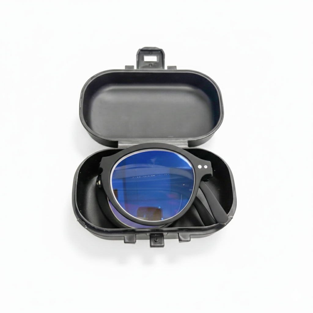 Foldable Reading Glasses for Women & Men – Compact Portable Readers with Case – Blue Light Blocking – Matte Black Eyeglasses.