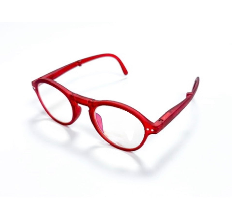 Foldable Reading Glasses for Women & Men – Compact Portable Readers with Case – Blue Light Blocking – Matte Red Eyeglasses