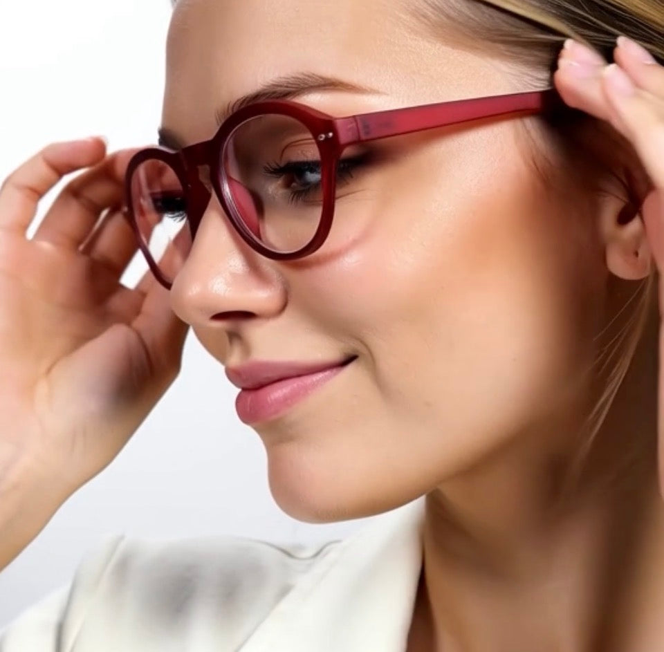 Foldable Reading Glasses for Women & Men – Compact Portable Readers with Case – Blue Light Blocking – Matte Red Eyeglasses