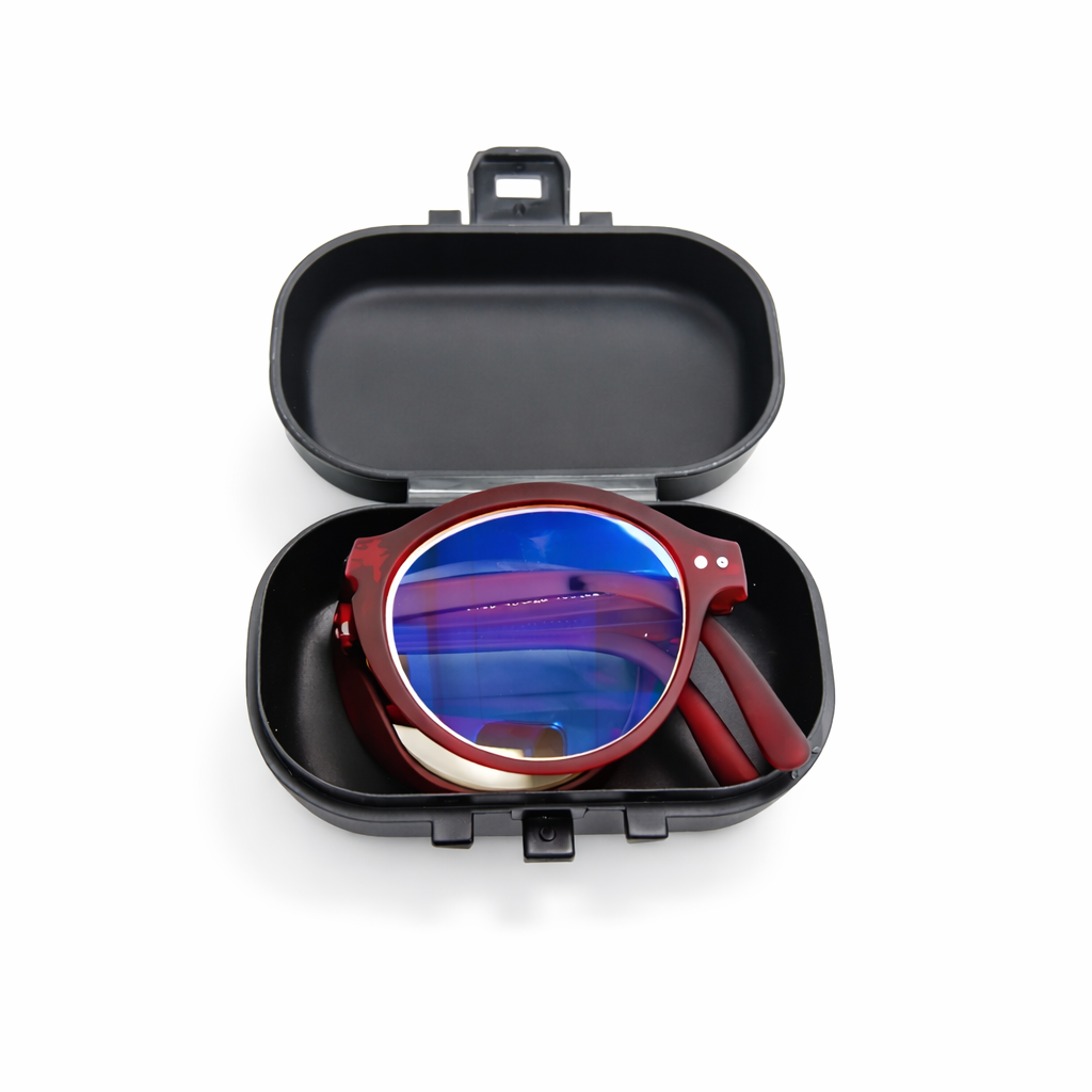 Foldable Reading Glasses for Women & Men – Compact Portable Readers with Case – Blue Light Blocking – Matte Red Eyeglasses